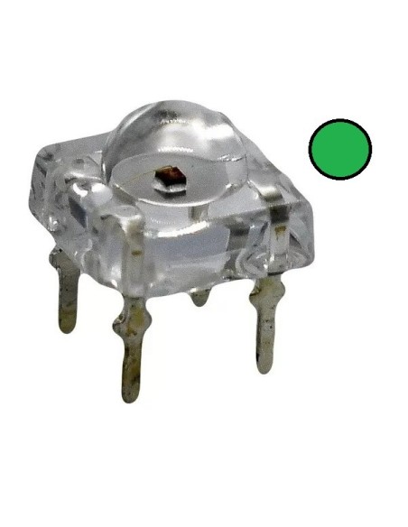 LED PIRAÑA 5MM VERDE 7.62X7.62 TRANSPARENTE