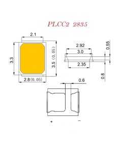 LED AZUL SMD PLCC2 2,8x3,5x0,75mm 3.6V 60mA 2