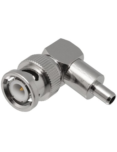CONECTOR BNC MACHO ACODADO CRIMPAR CABLE RG142-223