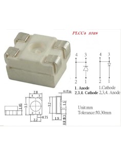 LED AMBAR-AZUL SMD PLCC4 3,5x2,8x1,9mm 2.5V 3.2V 20mA 2