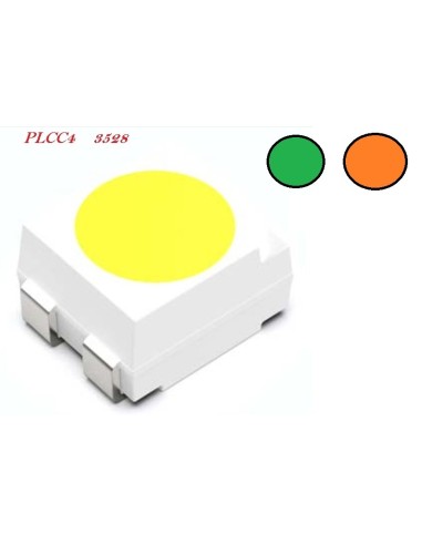 LED AMBAR-VERDE SMD PLCC4 3,5x2,8x1,9mm 2.5V 3.3V 20mA
