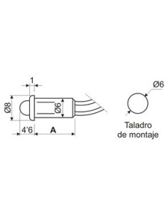 PILOTO LED INTERMITENTE ROJO 12V CON CABLE 2