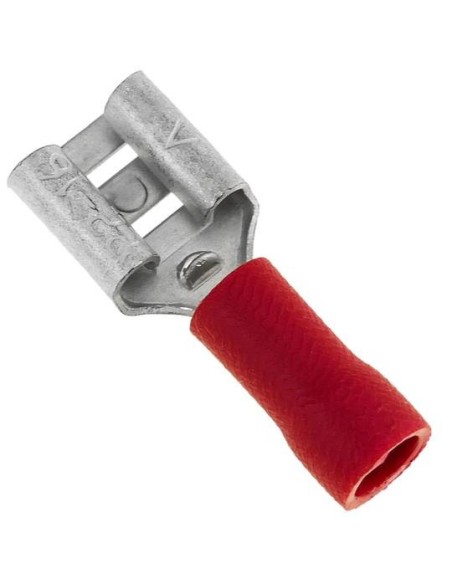 TERMINAL HEMBRA PREAISLADO 6.3mm ROJO