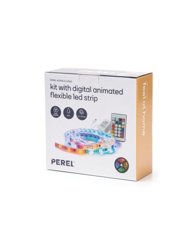 JUEGO TIRA LED 5mts. ANIMADA & CONTROLADA CON MANDO-KIT CON ALIMENTADOR