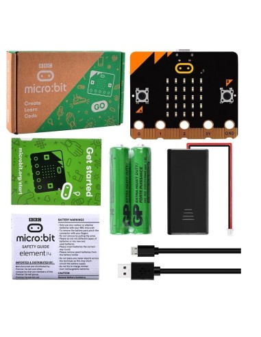 KIT MICRO:BIT GO V2.21-CABLE USB- PORTA PILAS- 2 PILAS AAA