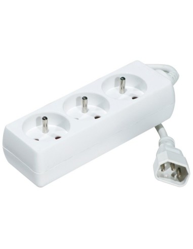 Base 3 conectores CEE 7/5 (E) a IEC C14 macho 1.5mts. Blanca 10A  Para SAI