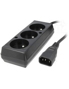 Base 3 Conectores CEE 7/5 (E) A IEC C14 Macho 1.5mts. NEGRA 10A Para SAI