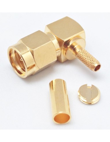 SMA MACHO CODO CRIMPAR RG174