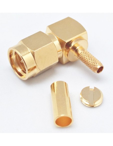 SMA MACHO CODO CRIMPAR RG174