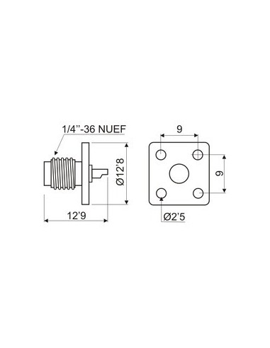 BASE SMA HEMBRA PANEL 4 TORNILLOS