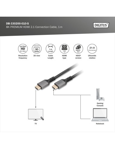 Cable HDMI 2.1 8K PREMIUM M/M 1 mts