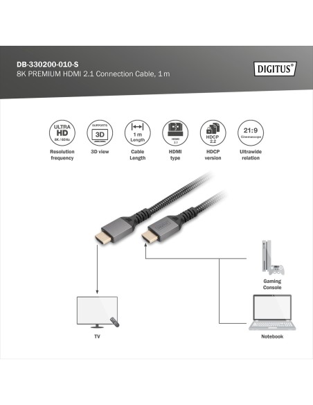 Cable HDMI 2.1 8K PREMIUM M/M 1 mts