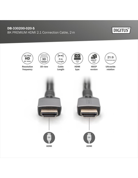 Cable HDMI 2.1 8K PREMIUM M/M 2 mts