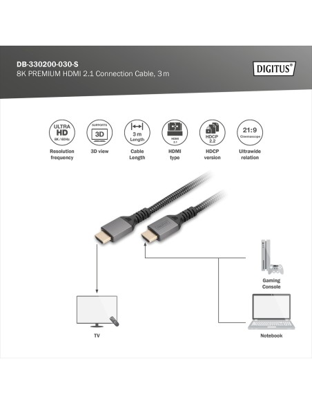 Cable HDMI 2.1 8K PREMIUM M/M 3 mts