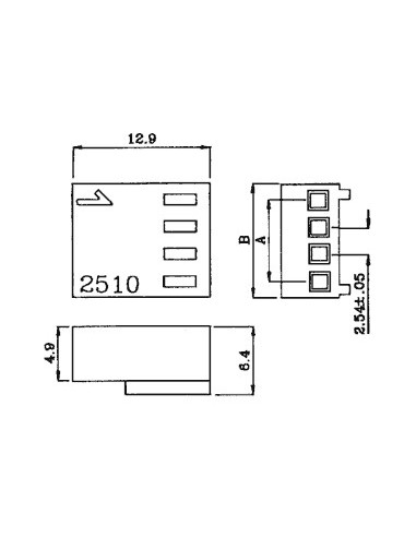 CONECTOR AEREO HEMBRA DE 2 CTS 2'54