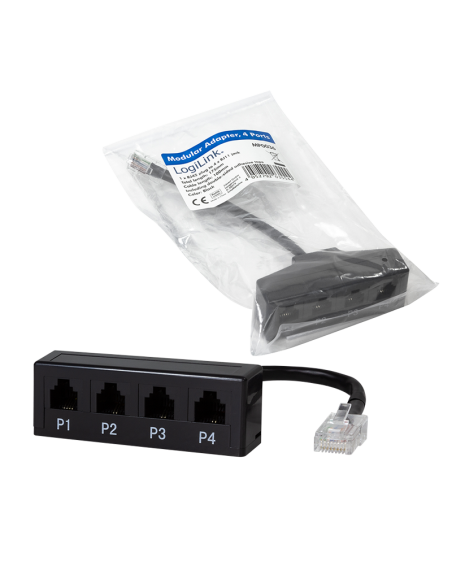 Adaptador modular de 1 RJ45 Macho a 4 RJ11 Hembra