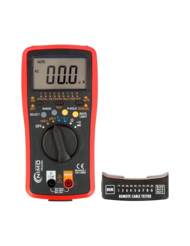 MULTIMETRO CON VERIFICADOR DE REDES RJ11-RJ12-RJ45 USB & USB MINI