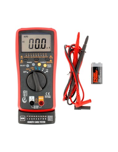 MULTIMETRO CON VERIFICADOR DE REDES RJ11-RJ12-RJ45 USB & USB MINI