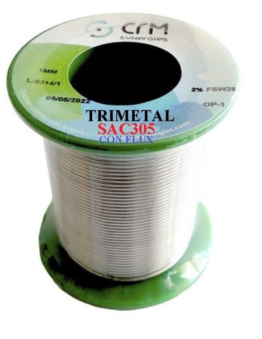 ESTAÑO Trimetal Sin plomo Ø 1mm 250G con flux