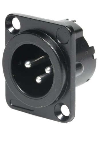BASE MACHO CHASIS XLR 3 PINS NEGRO