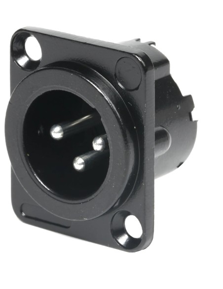 BASE MACHO CHASIS XLR 3 PINS NEGRO