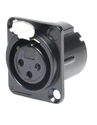 BASE CHASIS XLR HEMBRA 3 PINS METÁLICO NEGRO