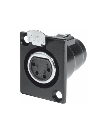 CONECTOR CHASIS XLR HEMBRA 4PINS METÁLICO NEGRO