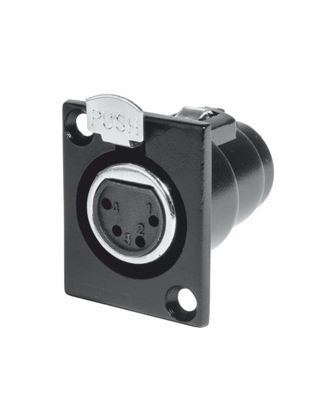 CONECTOR CHASIS XLR HEMBRA 4PINS METÁLICO NEGRO
