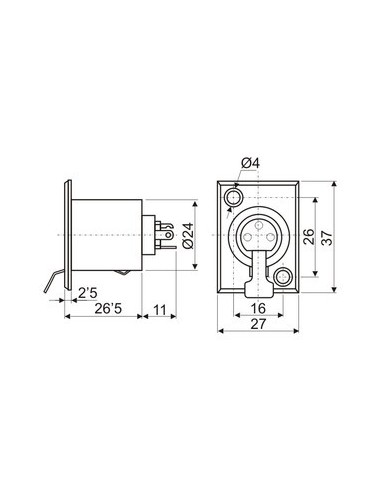 BASE XLR HEMBRA CHASIS 5 PINS