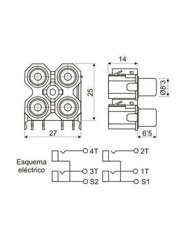 BASE 4 RCAS CASCADA PCB R/N