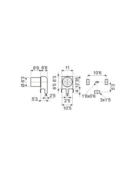 BASE RCA PARA CIRCUITO IMPRESO AMARILLO