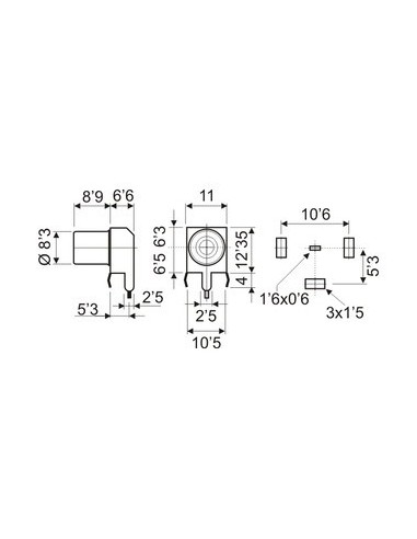 BASE RCA PARA CIRCUITO IMPRESO NEGRO