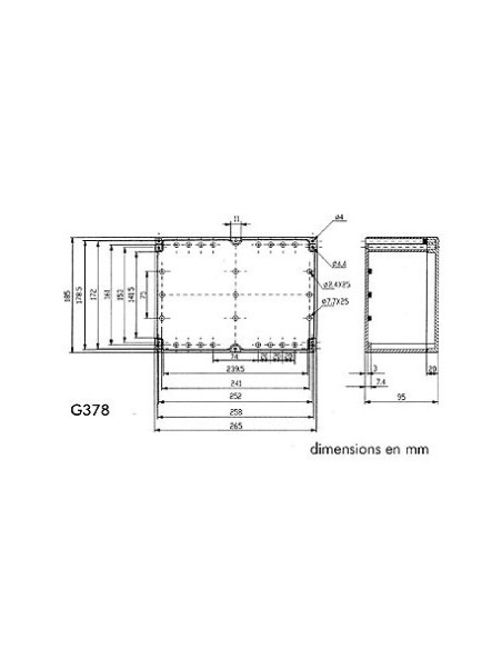 CAJA ESTANCA ABS IP65 265x185x95mm