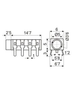 BASE JACK HEMBRA 3.5MM 4CTS PCB 2