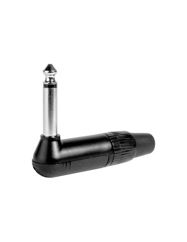 CONECTOR JACK 6.3 MONO ACODADO METÁLICO NEGRO