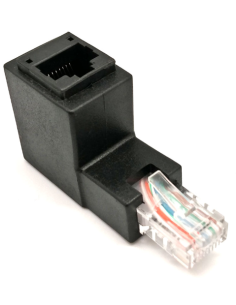 Adaptador RJ45 Macho-Hembra, 90º