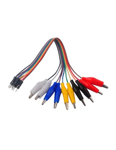 CABLE DE PUENTE HEMBRA DE 20CM Y 10 PINES CON PINZA DE COCODRILO