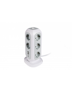 Torre alimentación multienchufe 11x schuko 2x  USB-C 2x USB-A 2