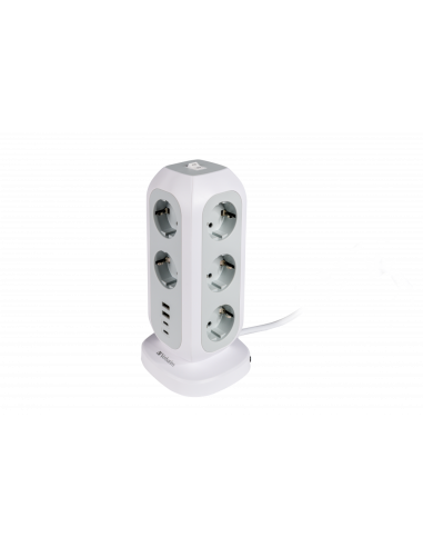 Torre alimentación multienchufe 11x schuko 2x  USB-C 2x USB-A