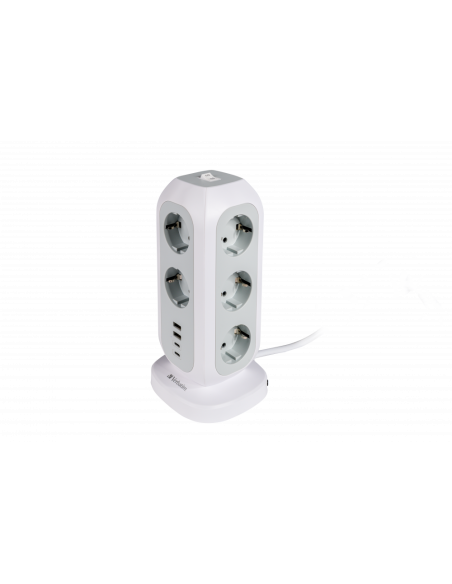 Torre alimentación multienchufe 11x schuko 2x  USB-C 2x USB-A