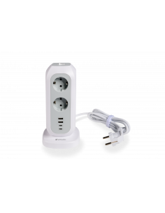 Torre alimentación multienchufe 11x schuko 2x  USB-C 2x USB-A