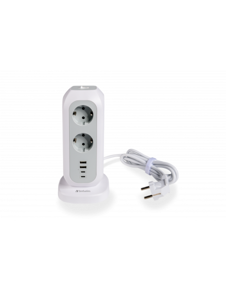 Torre alimentación multienchufe 11x schuko 2x  USB-C 2x USB-A