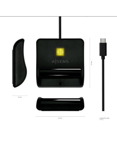 Lector de Tarjeta Inteligente DNI USB-C, Negro