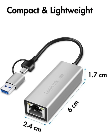 Adaptador de red USB (tipo A y tipo C) a RJ45 2,5G