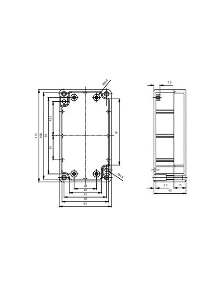CAJA ESTANCA ABS 115X65X40mm GRIS OSCURO