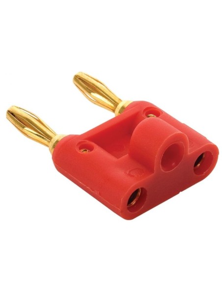 ADAPTADOR DOBLE BANANA MACHO A DOBLE BANANA HEMBRA 4MM ROJO 60V 15A
