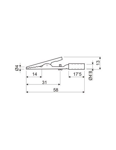 PINZA COCODRILO NEGRA CON TORNILLO 58mm