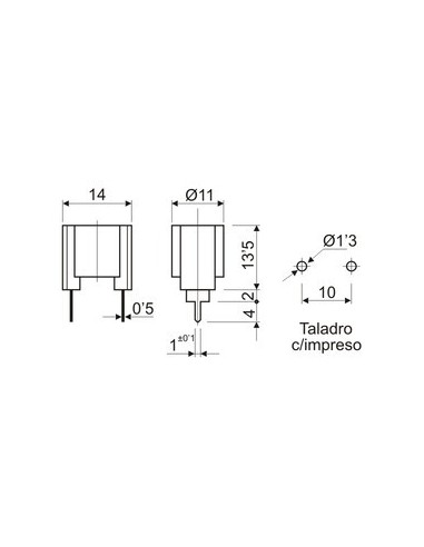 PORTALAMPARAS PARA PCB E-10