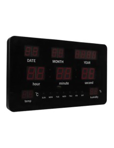 Reloj de pared led rojo termo/higrometro 2