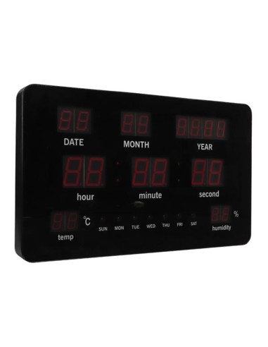 Reloj de pared led rojo termo/higrometro